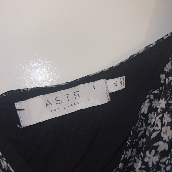 ASTR The Label Ruched Black White Floral Sweetheart Mini Dress Womens Size XL - Picture 4 of 13